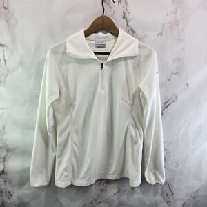 Columbia Pullover Womens Small White Quarter Zip Fleece Sweater Mid Layer